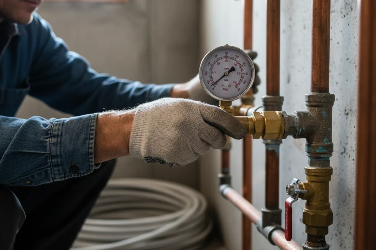 Pressure testing a repaired line during Water Line Repair in Saxton